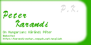 peter karandi business card